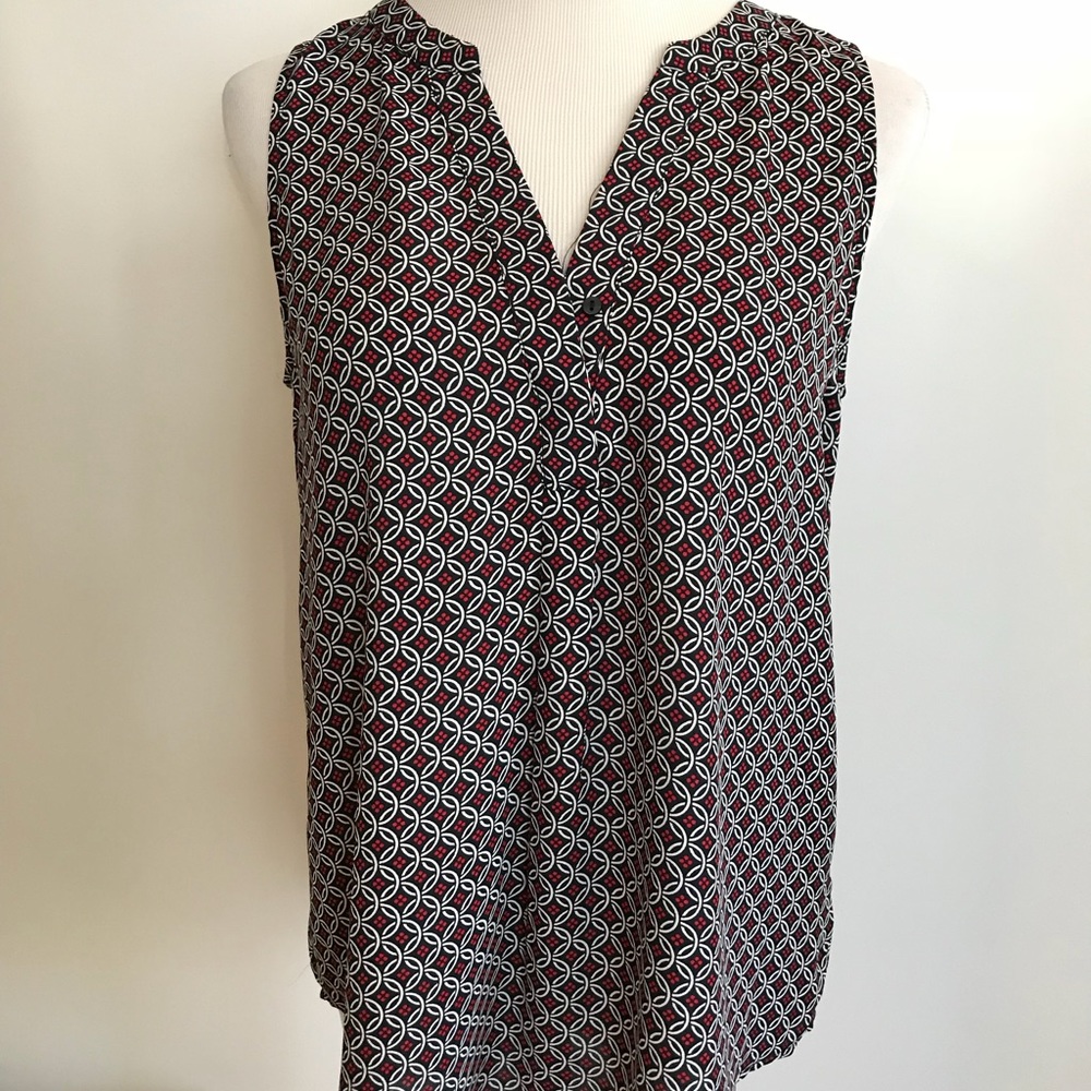 Sleeveless Top Navy Blue with Red and White